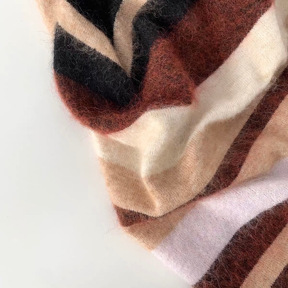 🍁ACNE STUDIOS Green and Red Kalbah Mohair Striped Sweater - Picture 16 of 16